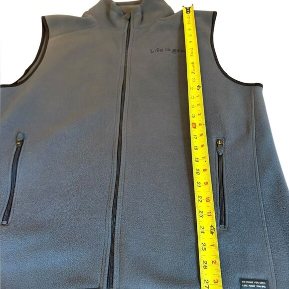 Life is Good Fleece Vest Full Zip Mock Neck Mens Size Large Grayish Blue - Picture 7 of 8